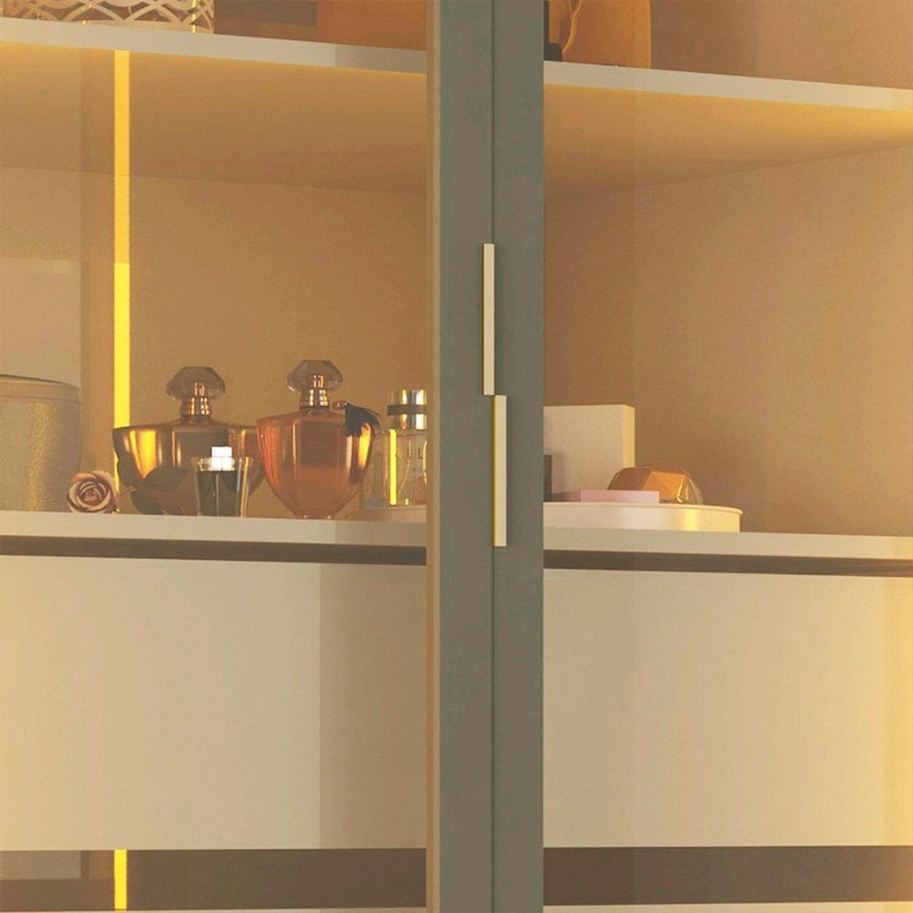 Guarda-Roupa Casal 6 Portas com Pés e LED Absolut New Reflecta Gelius Móveis 100% MDF Off White