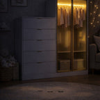 Cômoda Infantil 5 Gavetas 2 Portas com Iluminação LED Reflecta Cecília Móveis Sul Branco