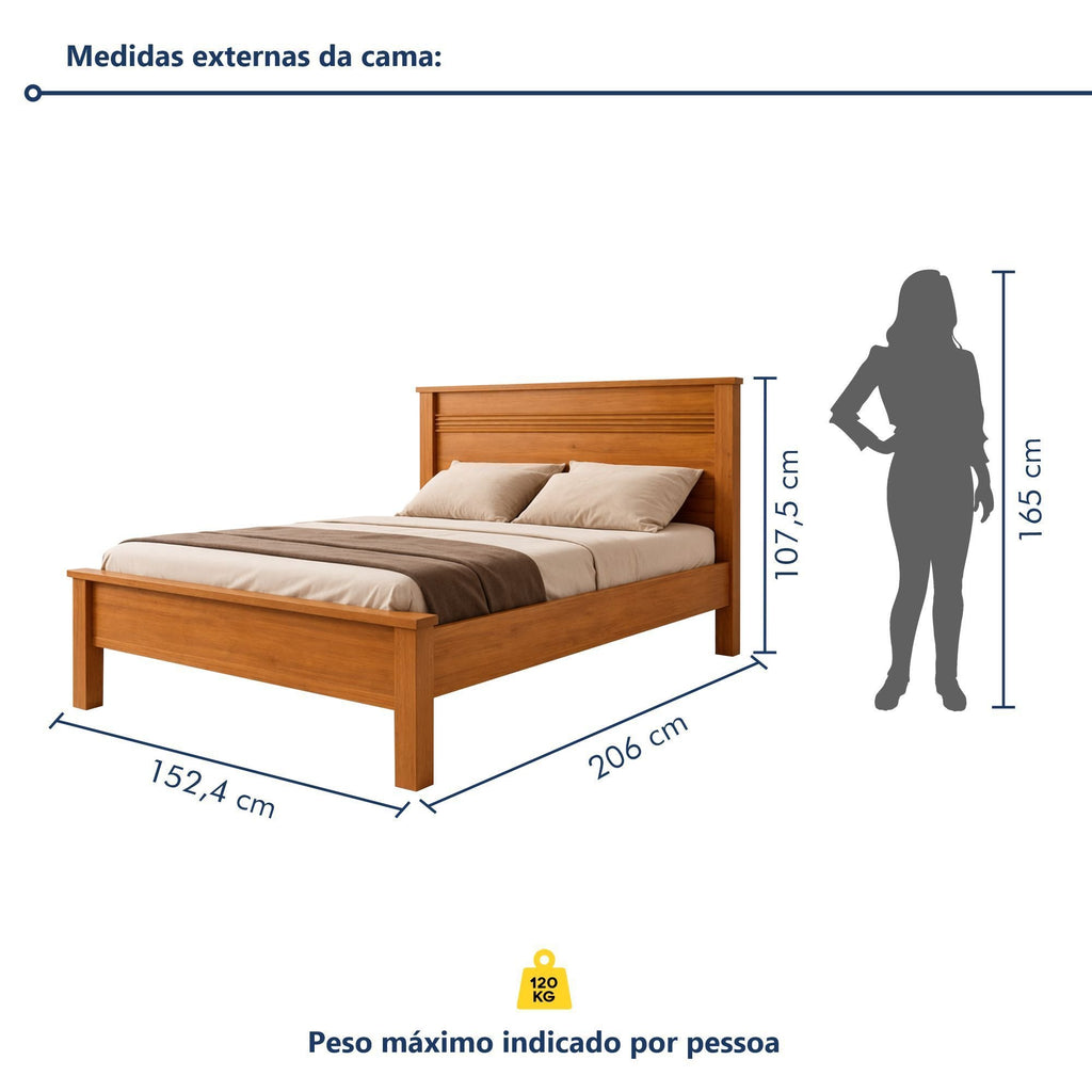 Cama Casal Irlanda Conquista Móveis MDF/MDP Cacau