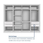 Guarda-Roupa Casal 4 Portas de Correr 4 Gavetas Zara Yescasa MDP Branco