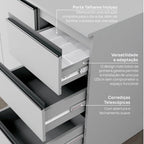 Cozinha Modulada Nara CabeCasa MadeiraOriginals 15 Peças 11 Aéreos 3 Balcões 1 Cristaleira Cinza