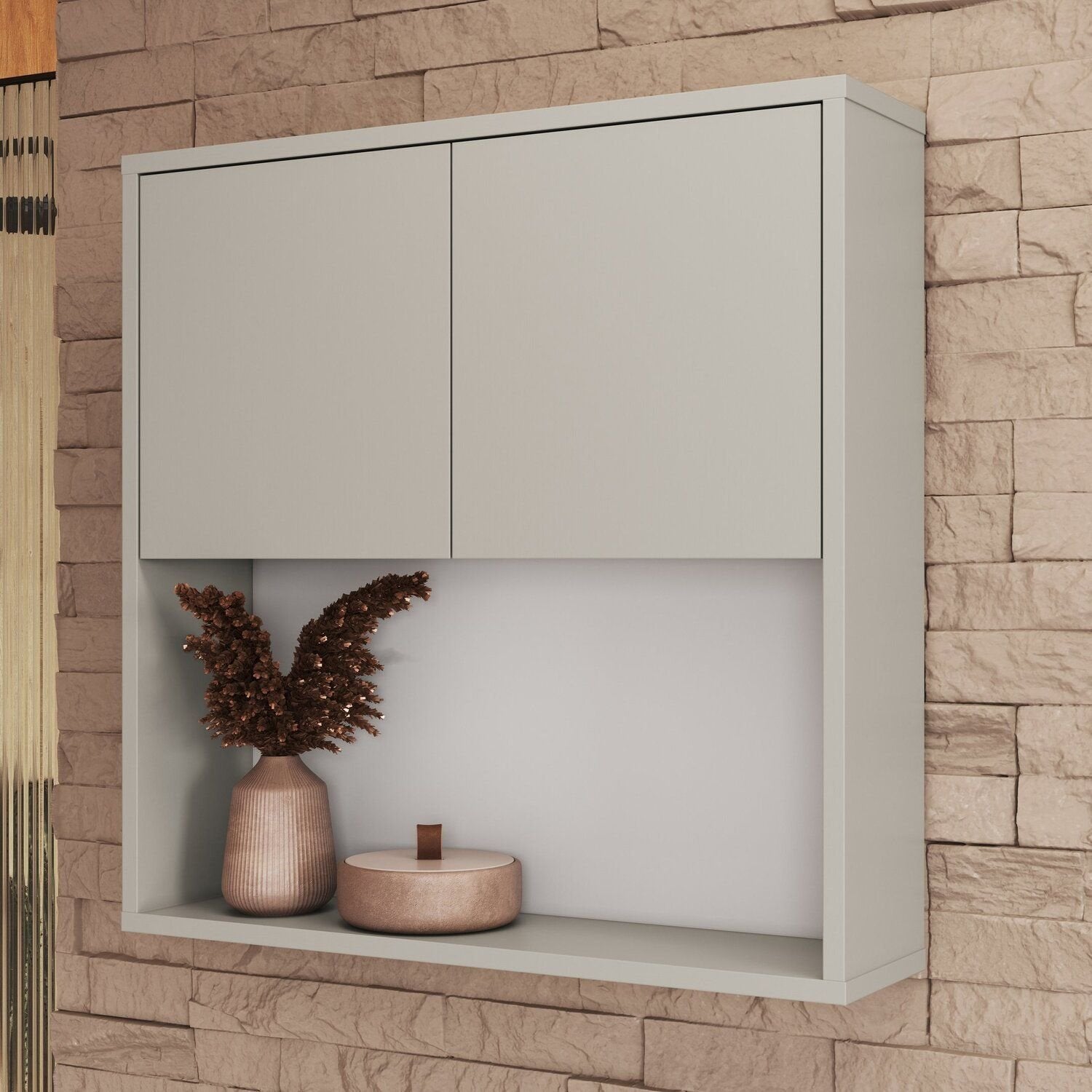 Conjunto para Banheiro Modulado 176cm 4 Peças Gabinete Suspenso com Cuba Berlin Art in Móveis Arenas