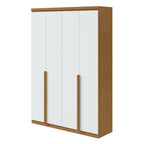 Guarda-Roupa Solteiro 4 Portas 2 Gavetas Alonzo Móveis Lopas 100% MDF 153.5cm Marrom Amêndoa Clean/Branco