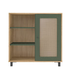 Conjunto Sala de Estar Charlotte Rack Buffet e Mesa de Apoio Artely Móveis Carvalho/Menta