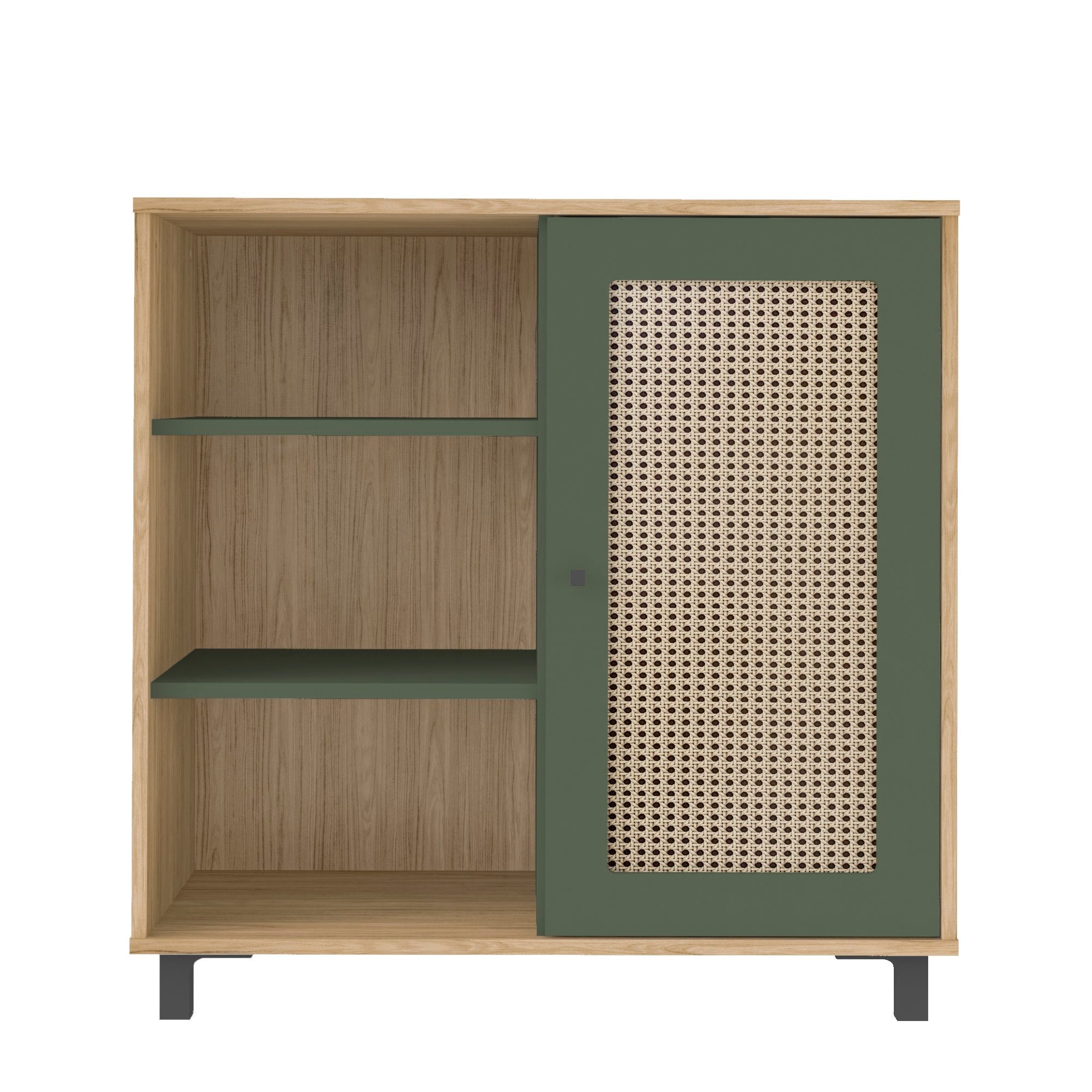 Conjunto Sala de Estar Charlotte Rack Buffet e Mesa de Apoio Artely Móveis Carvalho/Menta
