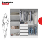 Guarda-Roupa Casal 3 Portas de Correr 4 Gavetas Plata Demóbile MDP Branco