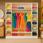 Armário Closet Modular 12 Prateleiras em Colméia e Arara Cabideiro Ana Branco