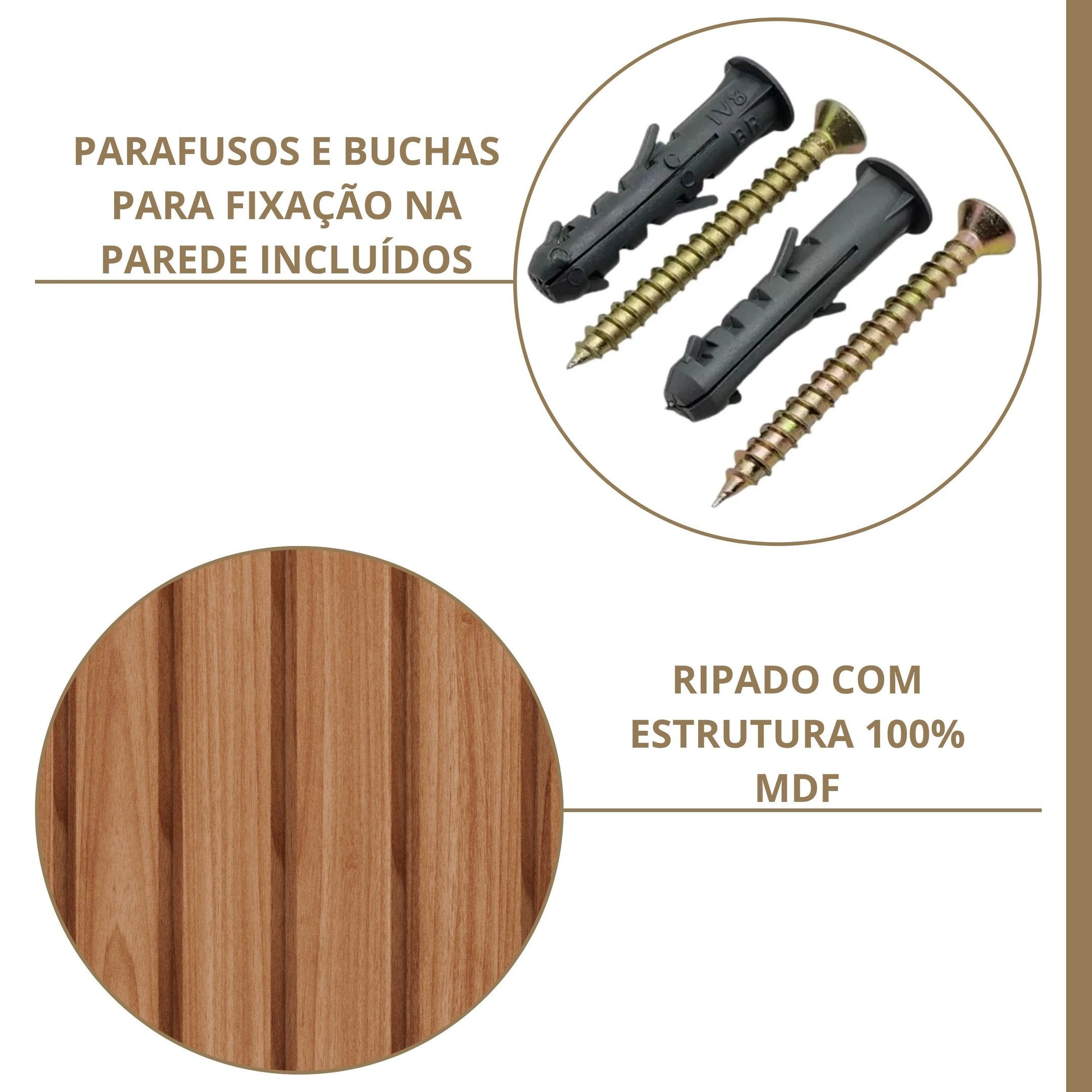 Gabinete Suspenso com Cuba, Painel Ripado e Espelheira 60cm Mari Espresso Móveis Bege/Cappuccino