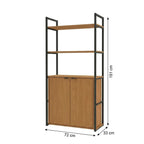 Estante de Livros Industrial em Aço com 2 Portas e 2 Prateleiras 151x72cm Canela/Preto