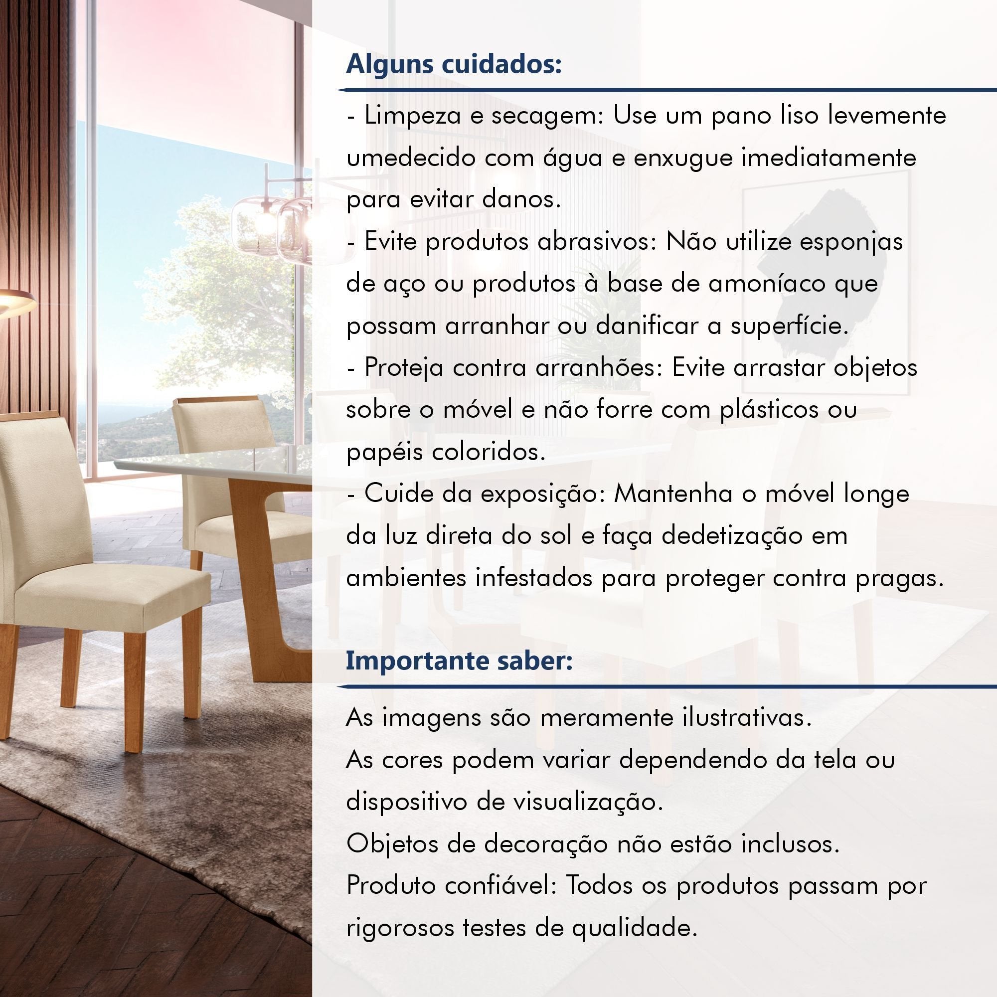 Conjunto Sala de Jantar Mesa Redonda Tampo Vidro e MDF com 6 Cadeiras Luísa Smart Plus Cel Móveis