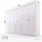 Guarda-Roupa Casal 6 Portas 4 Gavetas Nova York Espresso Móveis Branco