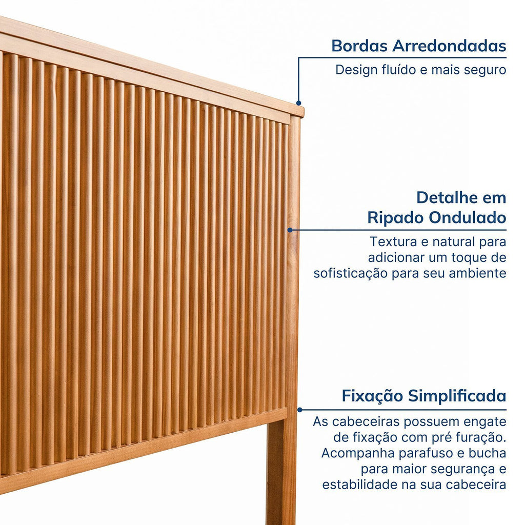 Cama Casal Oiti Madeira Maciça Pinus CabeCasa MadeiraOriginals Marrom