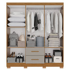 Guarda-Roupa Casal 6 Portas 2 Gavetas Estrela Premium Sallêto Móveis MDP Off White/Cinamomo