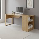 Escrivaninha Mesa Escritório 160cm Amêndoa e Preto Marrom Tecno Mobili ME4182