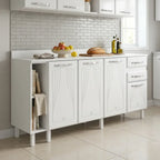 Balcão de Cozinha para Pia em Aço 4 Portas 2 Gavetas com Nichos 180cm Star New Telasul Branco