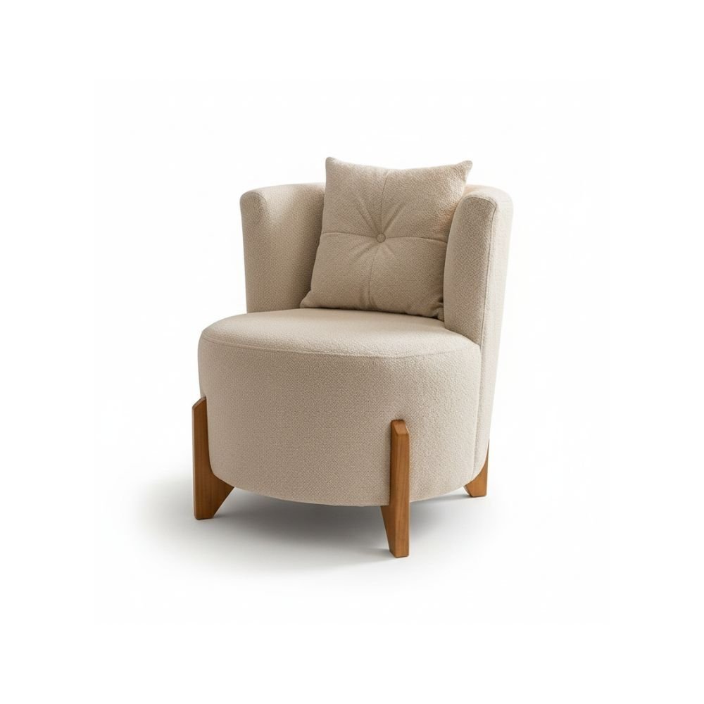 Conjunto Sala de Estar 2 Poltronas e Sofá Curvo Orgânico Boucle MD Montanaris Decor