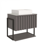 Gabinete para Banheiro Suspenso com Cuba MGM Móveis Helsing 65cm Titanium Preto