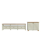 Conjunto Sala de Estar 2 Peças com Rack 2,10 e Armário 2 Portas Ananda CabeCasa MadeiraOriginals Branco Off White/Mel