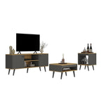 Conjunto Sala de Estar 3 Peças Rack para TV Mesa de Centro e Apoio Tóquio Ozini