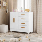 Quarto Bebê Infantil com Guarda-Roupa 3 Portas e 2 Gavetas com Cômoda 4 Gavetas e 2 Portas Lite Móveis Leão Branco
