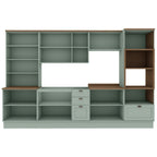Cozinha Completa Modulada 6 Peças 100% MDF Cristaleira Torre Quente Balcão Pia Mint/Ébano Genialflex Iluminata