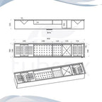 Canal Úmido Organizador Escorredor 90 cm Aço Inox 304 5 Módulos Tubrax UAC0001-N