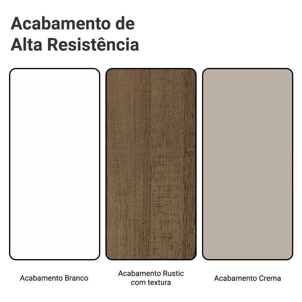 Armário de Cozinha Completo de Canto 100% MDF 447cm Smart Madesa Branco/Rustic/Crema