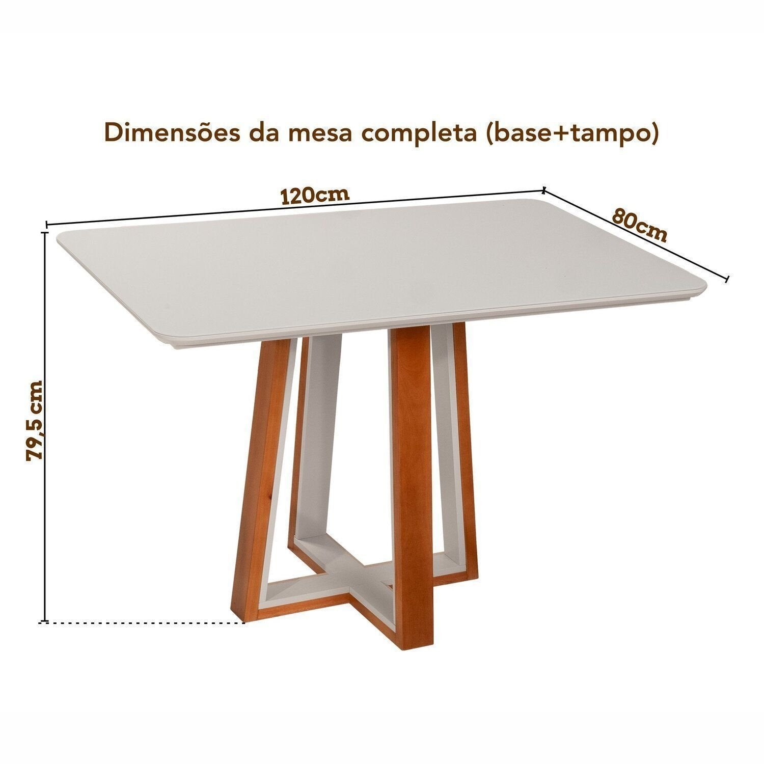 Conjunto Sala de Jantar Mesa Viena Tampo Vidro/MDF com 4 Cadeiras Ímola Authentic Espresso Móveis Champagnhe/Off White