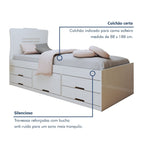 Conjunto 2 Cama Solteiro 5 Gavetas Júlia Conquista Móveis Branco
