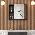 Espelheira para Banheiro Cozimax Ameixa 1 Porta 2 Nichos 60cm Preto