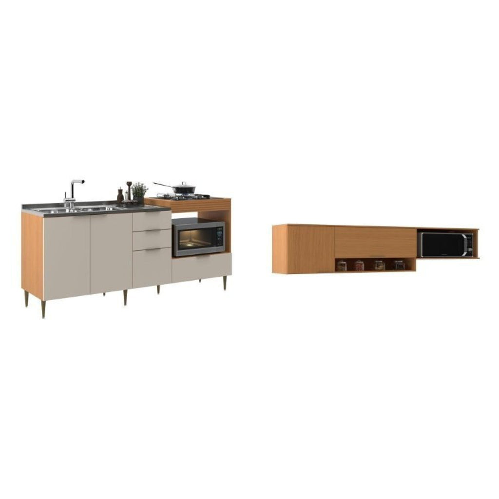 Cozinha Completa Modulada Alice Yescasa 6 Portas 2 Gavetas Laranja/Angelin Premium/Off White