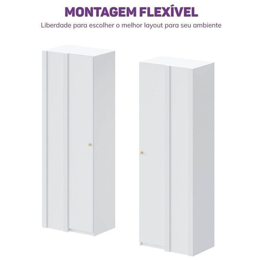Conjunto Infantil Mesa e Cadeira Evolutiva, Prateleira e Guarda-Roupa Modulado Wave Casatema MadeiraOriginals Branco/Marrom