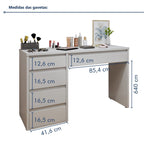 Penteadeira 5 Gavetas 100% MDF sem Espelho Giulia Yescasa Off White