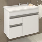 Conjunto Gabinete Suspenso com Cuba e Espelheira Napoli Arte Gabinetes 60cm Branco