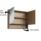 Conjunto para Banheiro Gabinete Suspenso com Cuba e Espelheira Antônia FAEMA 110cm Preto/Mel/Grafite