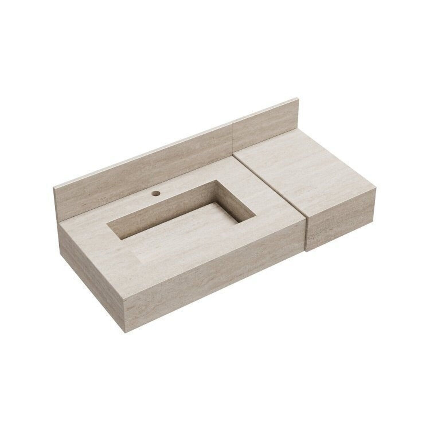 Conjunto para Banheiro Bancada Porcelanato Cuba Esculpida Armário Espelho Ripy Bumi 100cm Amarelo/Wood