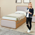 Bicama Solteiro Corino Loop Cama Auxiliar Móveis Lopas Marrom Amêndoa Clean