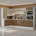 Armário de Cozinha Completo de Canto 100% MDF 447cm Smart Madesa Branco/Rustic/Crema