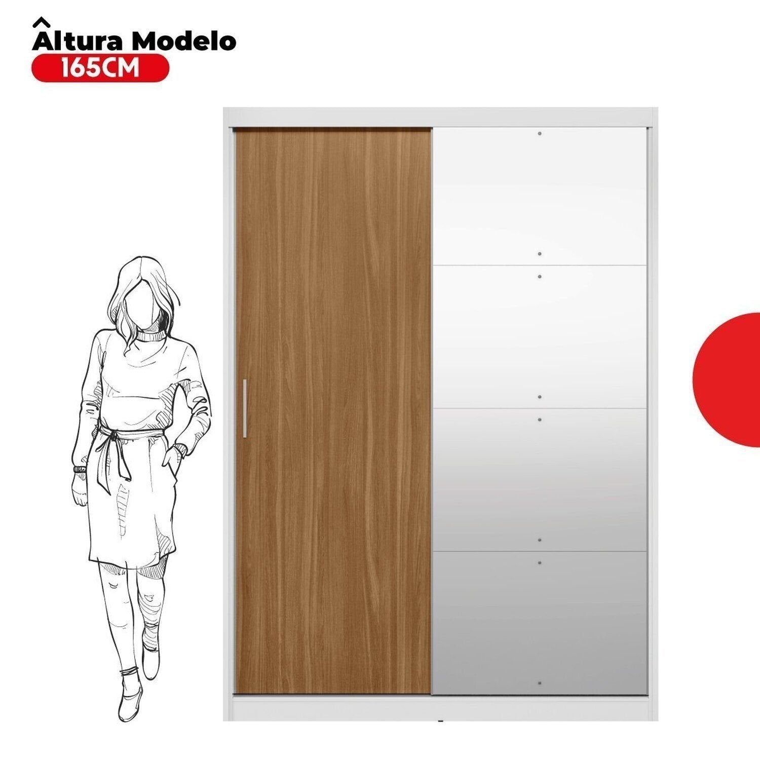Guarda-Roupa Casal com Espelho Demóbile London 2 Portas de Correr 4 Gavetas 100% MDF Branco