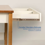 Escrivaninha Mesa Escritório Ananda 2 Gavetas 120cm MDF CabeCasa MadeiraOriginals Off-White e Mel Marrom