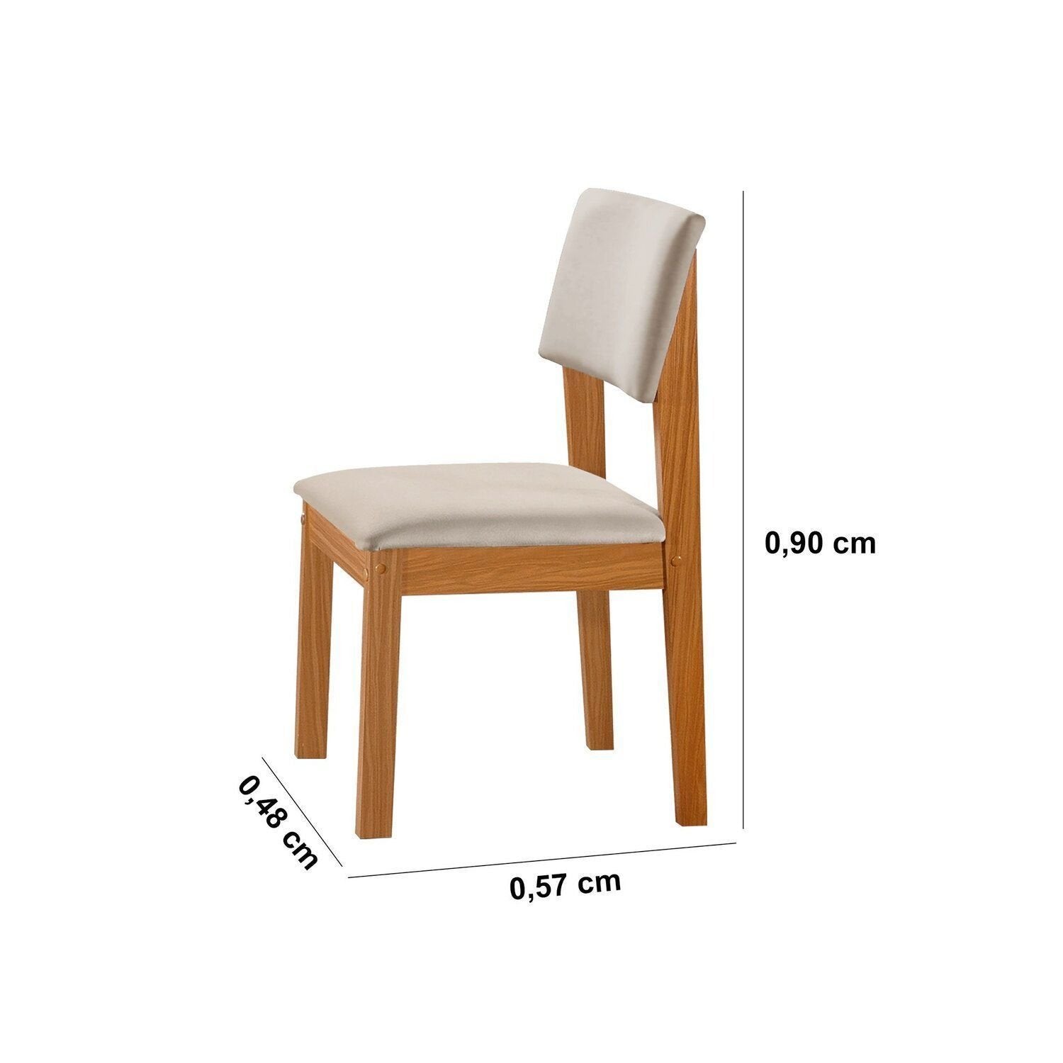 Conjunto Sala de Jantar Mesa Tampo Vidro/MDF com 4 Cadeiras Marialice LJ Móveis Cinamomo/Off White/Bege