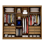 Guarda-Roupa Casal 3 Portas de Correr 6 Gavetas Soberano Novo Horizonte 100% MDF Marrom/Cumaru Fendi