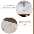 Conjunto para Banheiro Gabinete Suspenso com Cuba e Espelheira Isa MGM Móveis 55cm Marrom/Amêndoa/Off White