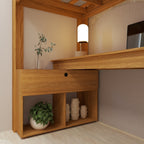 Cama Alta Beliche Office Solteiro Adulto com Escrivaninha Star Light Casatema Marrom/Freijó