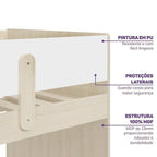 Quarto Infantil Completo Cama Elevada com Cômoda Escrivaninha Armário Artsy e Guarda-Roupa 4 Portas Curió Casatema MadeiraOriginals Natural