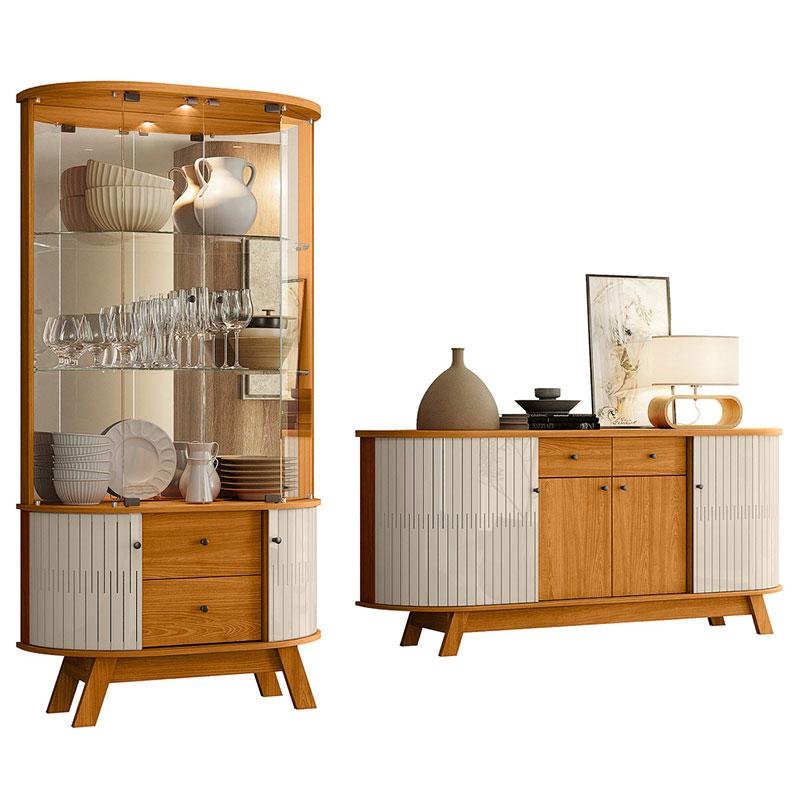 Conjunto Sala de Estar Buffet Mônaco e Cristaleira Moss Madetec