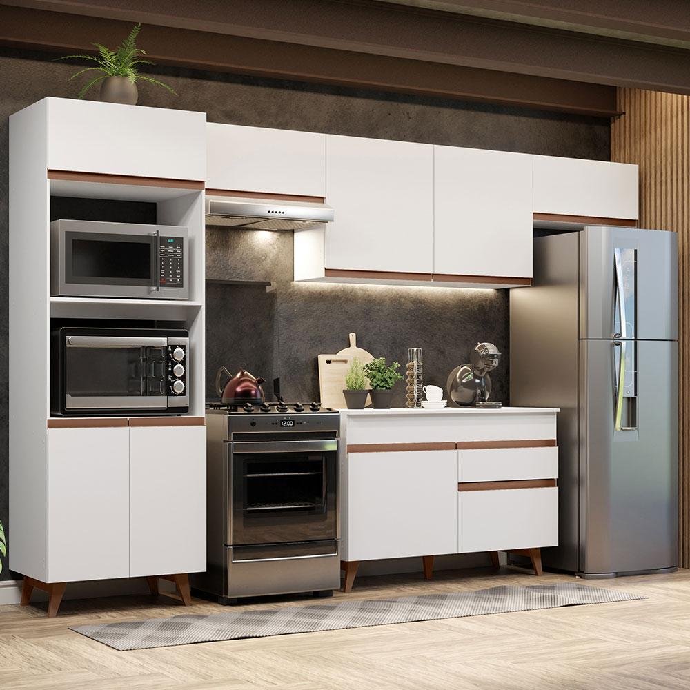 Cozinha Completa Reims 330cm Madesa 5 Peças com Balcão e Tampo