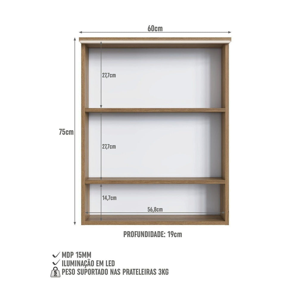 Conjunto para Banheiro Modulado Yescasa 156cm 5 Peças Cuba LED Bege/Mel/Arenas