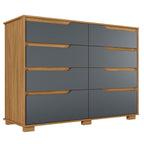 Cômoda para Quarto 8 Gavetas 147cm Georgia Moval Marrom/Freijó/Cinza