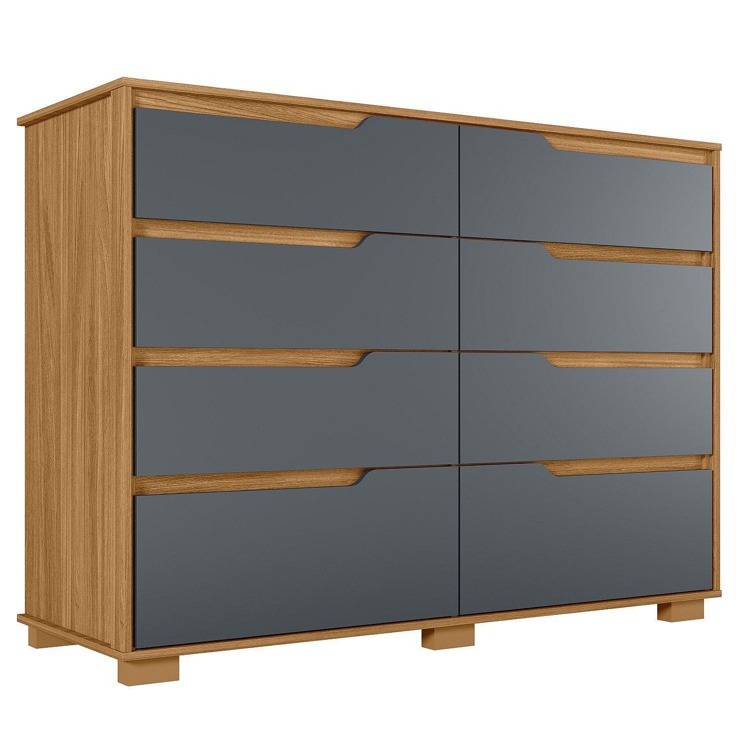 Cômoda para Quarto 8 Gavetas 147cm Georgia Moval Marrom/Freijó/Cinza